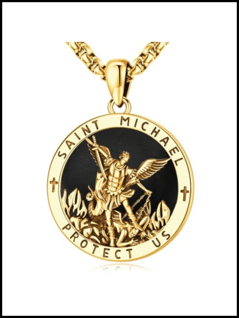 Sterling Silver St Michael Pendant Necklace Religious Protection Amulet